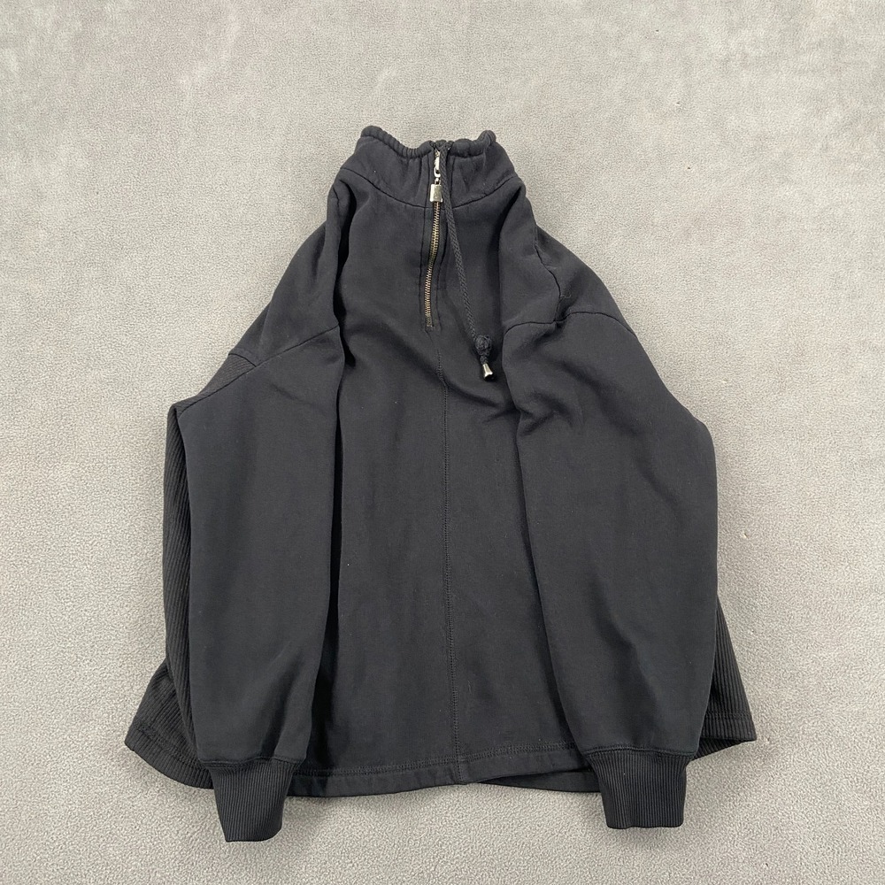 VTG Pacer Quarter Zip Sweatshirt Womens Petites Small Black Side Ribbed Pullover